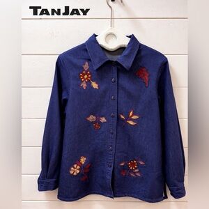TANJAY Denim Embroidered Shirt Blue Size M